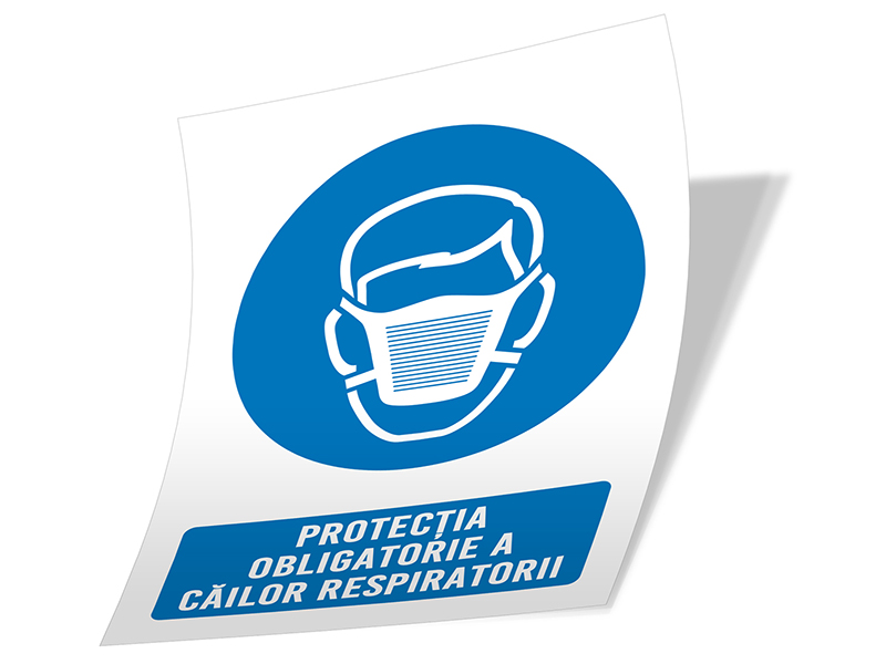 Sticker Informativ Covid-19 - Protectie obligatorie a cailor respiratorii